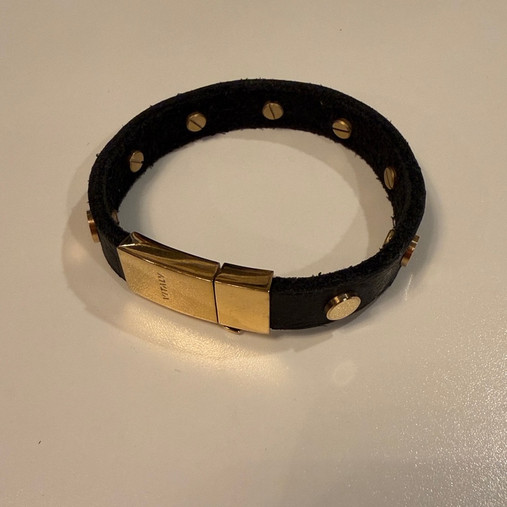 Elegant Gold and Clear Chain Necklace plus leather bracelet - Picture 7 of 8